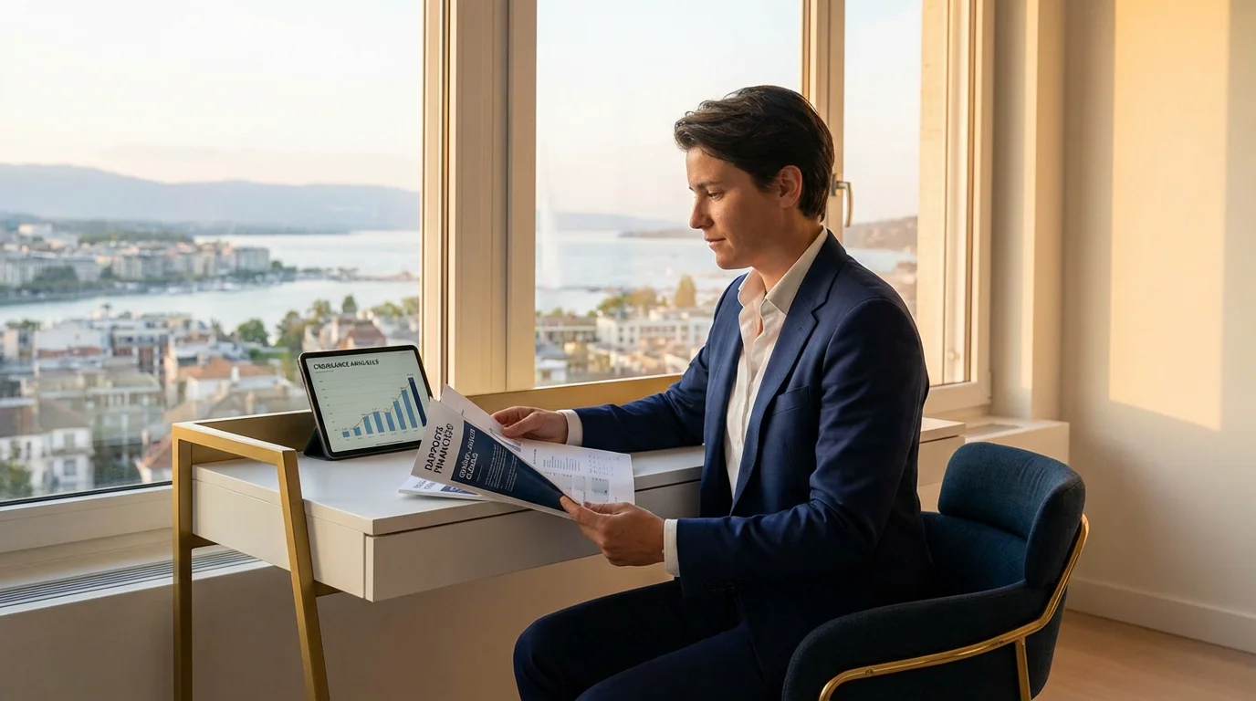 Conseiller financier à son bureau